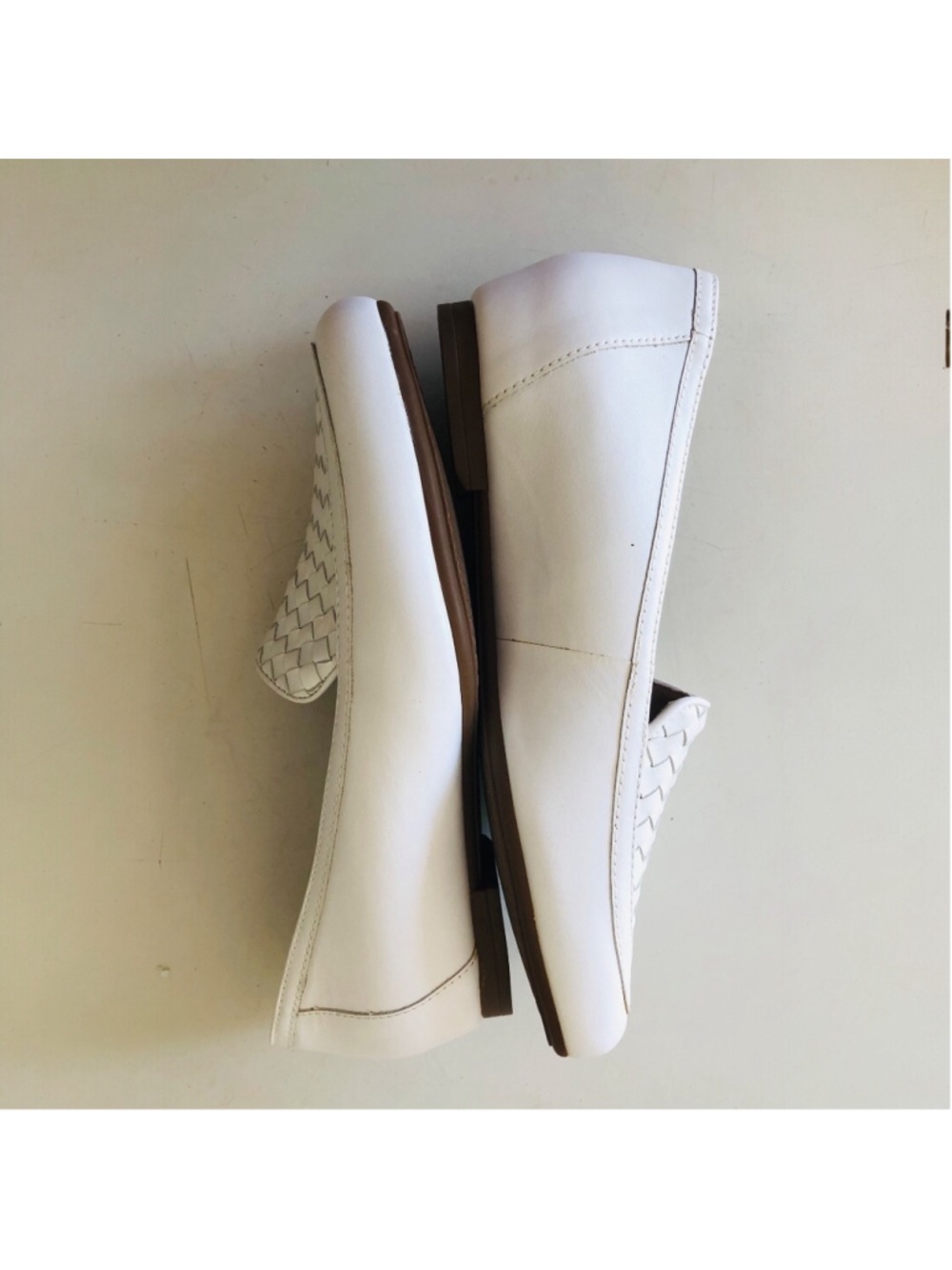 Size 8M Munro Karter White Leather Loafer Basketweave Quiet Luxury Office Chic - Picture 3 of 12